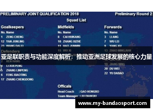 亚足联职责与功能深度解析：推动亚洲足球发展的核心力量