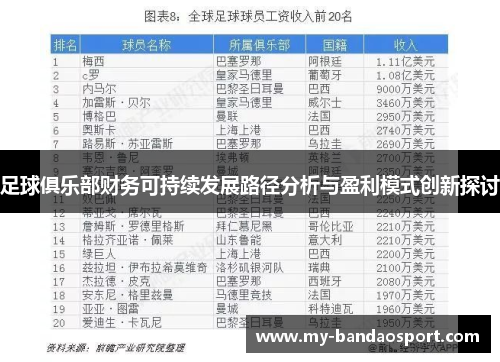 足球俱乐部财务可持续发展路径分析与盈利模式创新探讨